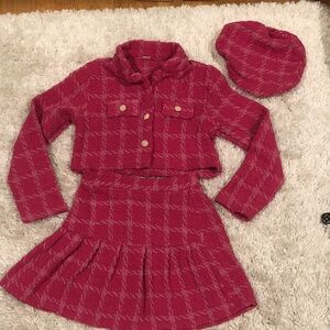 Shein Girl Fuchsia Tweed Set with matching beret 11/12 kms2